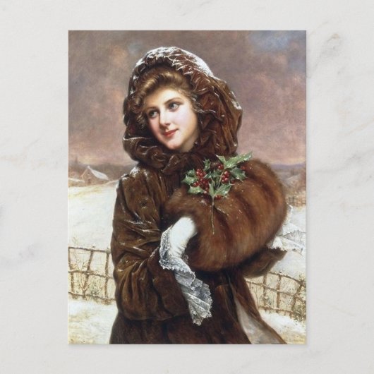 レトロヴィンテージクリスマスレディーホリデイ ポストカード (正面)