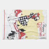 レトロヴィンテージクリスマスレディーホリデーキッチン キッチンタオル (横)