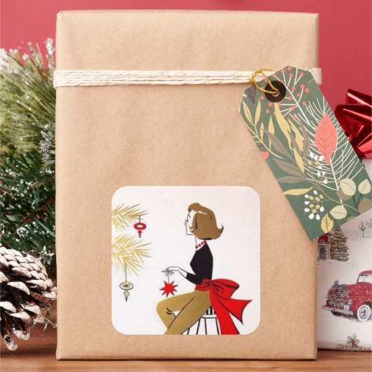 レトロヴィンテージクリスマスレディーホリデーシール スクエアシール (クリスマス)