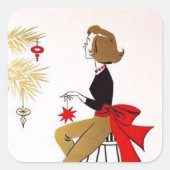 レトロヴィンテージクリスマスレディーホリデーシール スクエアシール (正面)