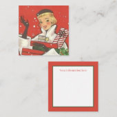 レトロヴィンテージクリスマスレディーホリデー スクエア名刺 (正面/裏面)