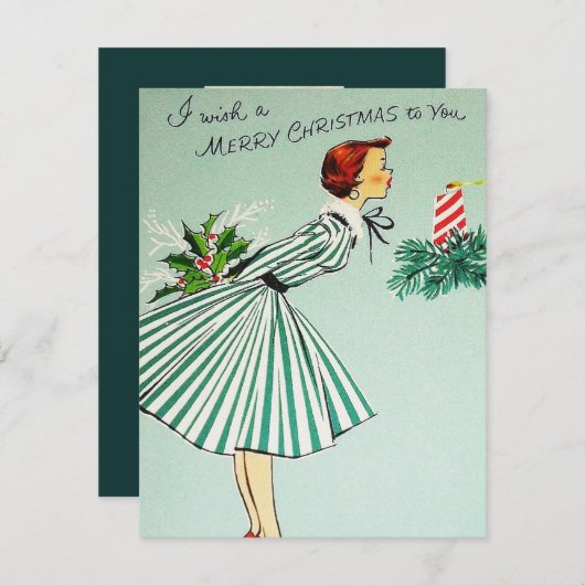 レトロヴィンテージクリスマスレディ追加メッセージカード シーズンカード (正面/裏面)