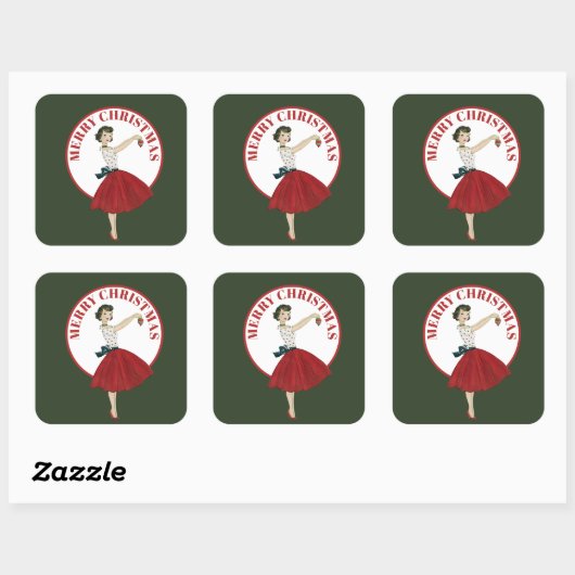 レトロヴィンテージクリスマスレディ追加メッセージシール スクエアシール (シート)