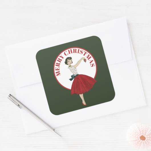 レトロヴィンテージクリスマスレディ追加メッセージシール スクエアシール (封筒)
