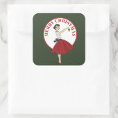 レトロヴィンテージクリスマスレディ追加メッセージシール スクエアシール (バッグ)