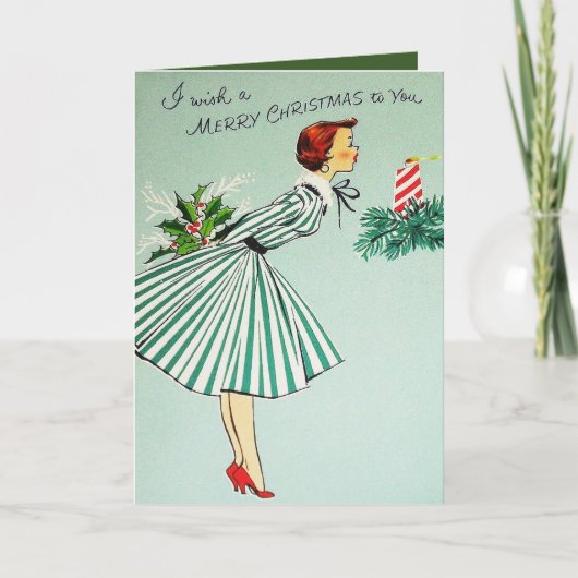 レトロヴィンテージクリスマスレディ追加文字カード シーズンカード (正面)