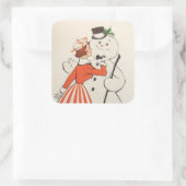 レトロヴィンテージクリスマスレディ雪だるまホリデイ スクエアシール (バッグ)