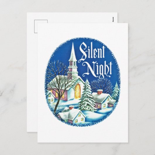 レトロヴィンテージクリスマス教会 シーズンポストカード (正面/裏面)