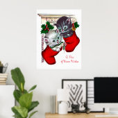 レトロヴィンテージクリスマス猫ちゃんホリデーポスター ポスター (ホームオフィス)