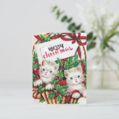 レトロヴィンテージクリスマス猫好き シーズンポストカード (スタンド正面)