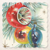 レトロヴィンテージクリスマス球根パーティーコースター ペーパーコースター (正面)