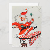 レトロヴィンテージクリスマス遊ミュージカルズサンタ シーズンカード (正面/裏面)