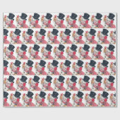 レトロヴィンテージクリスマス雪だるまタイルパーティー ラッピングペーパー (フラット)