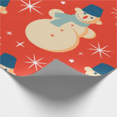 レトロヴィンテージクリスマス雪だるまパターンパーティー ラッピングペーパー (角)