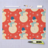 レトロヴィンテージクリスマス雪だるまパターンパーティー 薄葉紙 (クラフト)