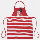レトロヴィンテージクリスマス雪だるまホリデイ エプロン (正面)