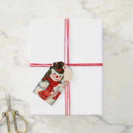 レトロヴィンテージクリスマス雪だるまホリデイ ギフトタグ