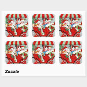 レトロヴィンテージクリスマス雪だるまホリデイ スクエアシール (シート)