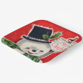 レトロヴィンテージクリスマス雪だるまホリデーパーティー ペーパープレート (傾斜あり)