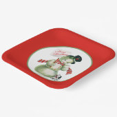 レトロヴィンテージクリスマス雪だるまホリデーパーティー ペーパープレート (傾斜あり)