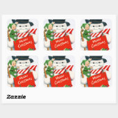 レトロヴィンテージクリスマス雪だるま小妖精や小人ホリデイ スクエアシール (シート)