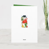レトロヴィンテージクリスマス雪だるま小妖精や小人追加気持ち シーズンカード (裏面)