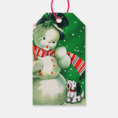 レトロヴィンテージクリスマス雪だるま追加の名前タグ ギフトタグ (正面)