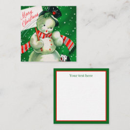 レトロヴィンテージクリスマス雪だるま追加文字 ノートカード