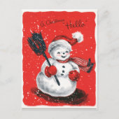 レトロヴィンテージクリスマス雪だるま シーズンポストカード (正面)
