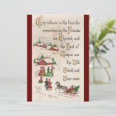 レトロヴィンテージクリスマス雪のシーンを記憶 シーズンカード (スタンド正面)