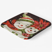 レトロヴィンテージクリスマス雪カップル休日 ペーパープレート (傾斜あり)