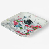 レトロヴィンテージクリスマス雪カップル休日 ペーパープレート (傾斜あり)