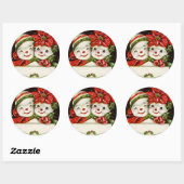 レトロヴィンテージクリスマス雪カップル休日 ラウンドシール (シート)