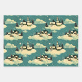 レトロヴィンテージクリスマス：お洒落冬のシーン ラッピングペーパーシート (正面3)