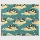 レトロヴィンテージクリスマス：お洒落冬のシーン ラッピングペーパー (フラット)