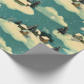 レトロヴィンテージクリスマス：お洒落冬のシーン ラッピングペーパー (角)