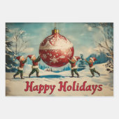 レトロヴィンテージクリスマス：すてき小妖精や小人 ラッピングペーパーシート (正面3)