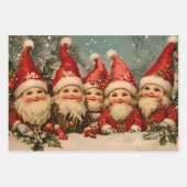 レトロヴィンテージクリスマス：すてき小妖精や小人 ラッピングペーパーシート (正面)