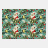 レトロヴィンテージクリスマス：サンタの冬の歓喜 ラッピングペーパーシート (正面3)
