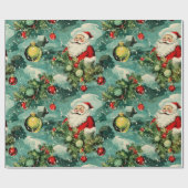 レトロヴィンテージクリスマス：サンタの冬の歓喜 ラッピングペーパー (フラット)