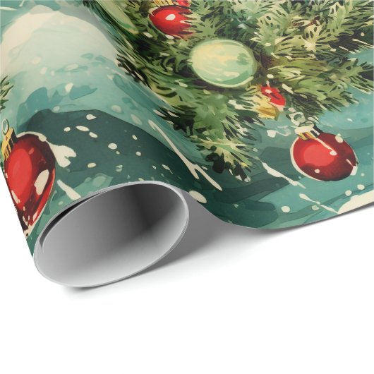 レトロヴィンテージクリスマス:サンタの冬の歓喜 ラッピングペーパー (ロールコーナー)