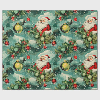 レトロヴィンテージクリスマス：サンタの冬の歓喜 ラッピングペーパー