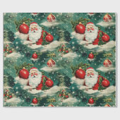 レトロヴィンテージクリスマス：サンタウィンターデライト2 ラッピングペーパー (フラット)