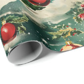 レトロヴィンテージクリスマス：サンタウィンターデライト2 ラッピングペーパー (ロールコーナー)