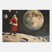 レトロヴィンテージクリスマス：サンタズ宇宙アドベンチャー ラッピングペーパーシート (正面2)