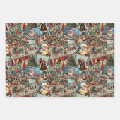 レトロヴィンテージクリスマス：ホリデー応援コラージュ ラッピングペーパーシート (正面3)