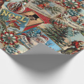 レトロヴィンテージクリスマス：ホリデー応援コラージュ ラッピングペーパー (角)