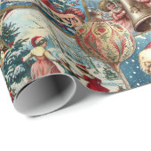 レトロヴィンテージクリスマス：ホリデー応援コラージュ ラッピングペーパー (ロールコーナー)