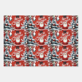 レトロヴィンテージクリスマス：ミッドセンチュリーユレタイド ラッピングペーパーシート