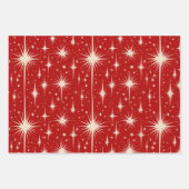 レトロヴィンテージクリスマス：レッド&ホワイトホリデー応援 ラッピングペーパーシート (正面2)